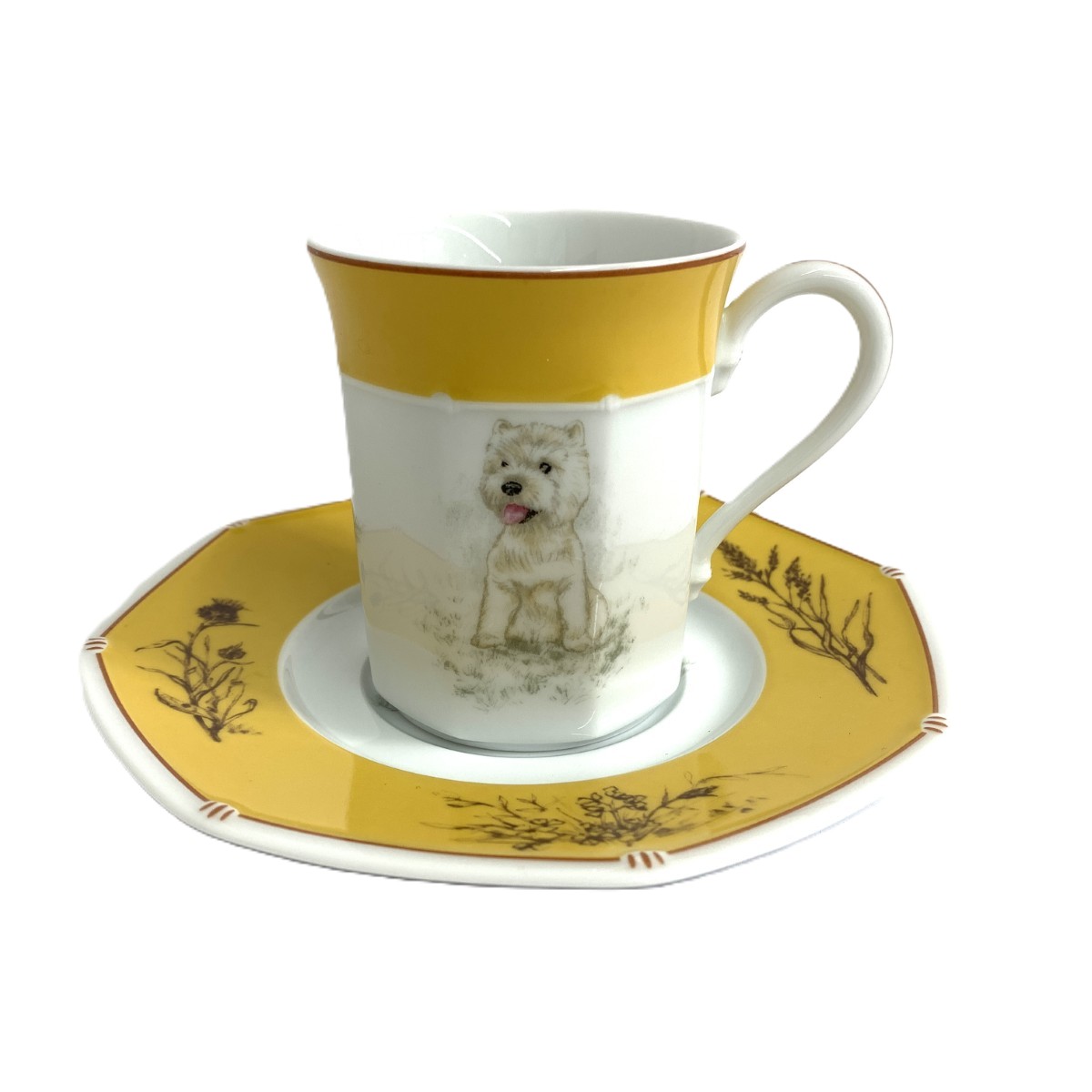 HERMES エルメス 優勝杯＆平円盤/シャス   ウエストハイランドホワイト    白いこと/黄色 【中古】