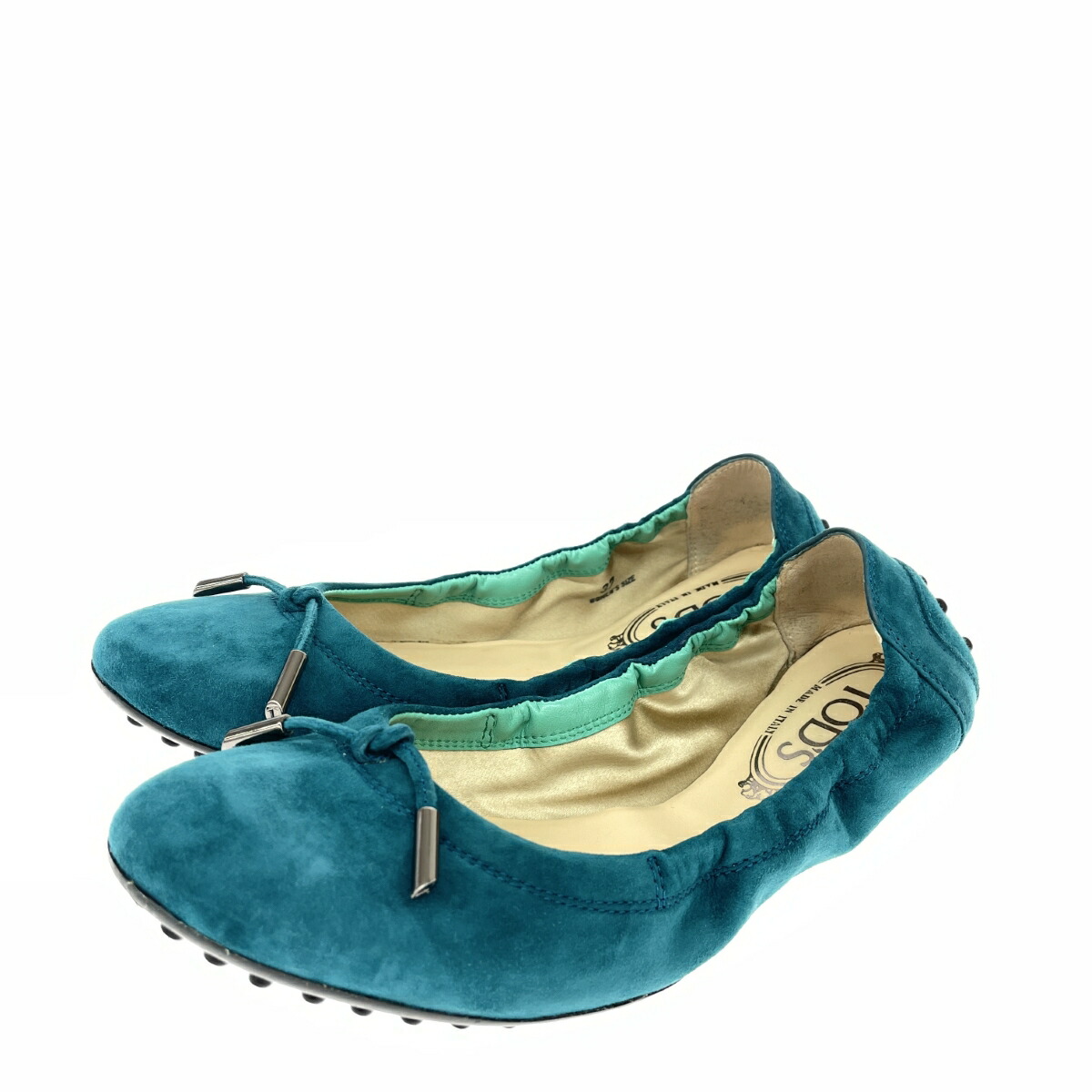 TOD'S トッズ バレエシューズ 良好 表記サイズ:37 スエード グリーン レディース【中古】