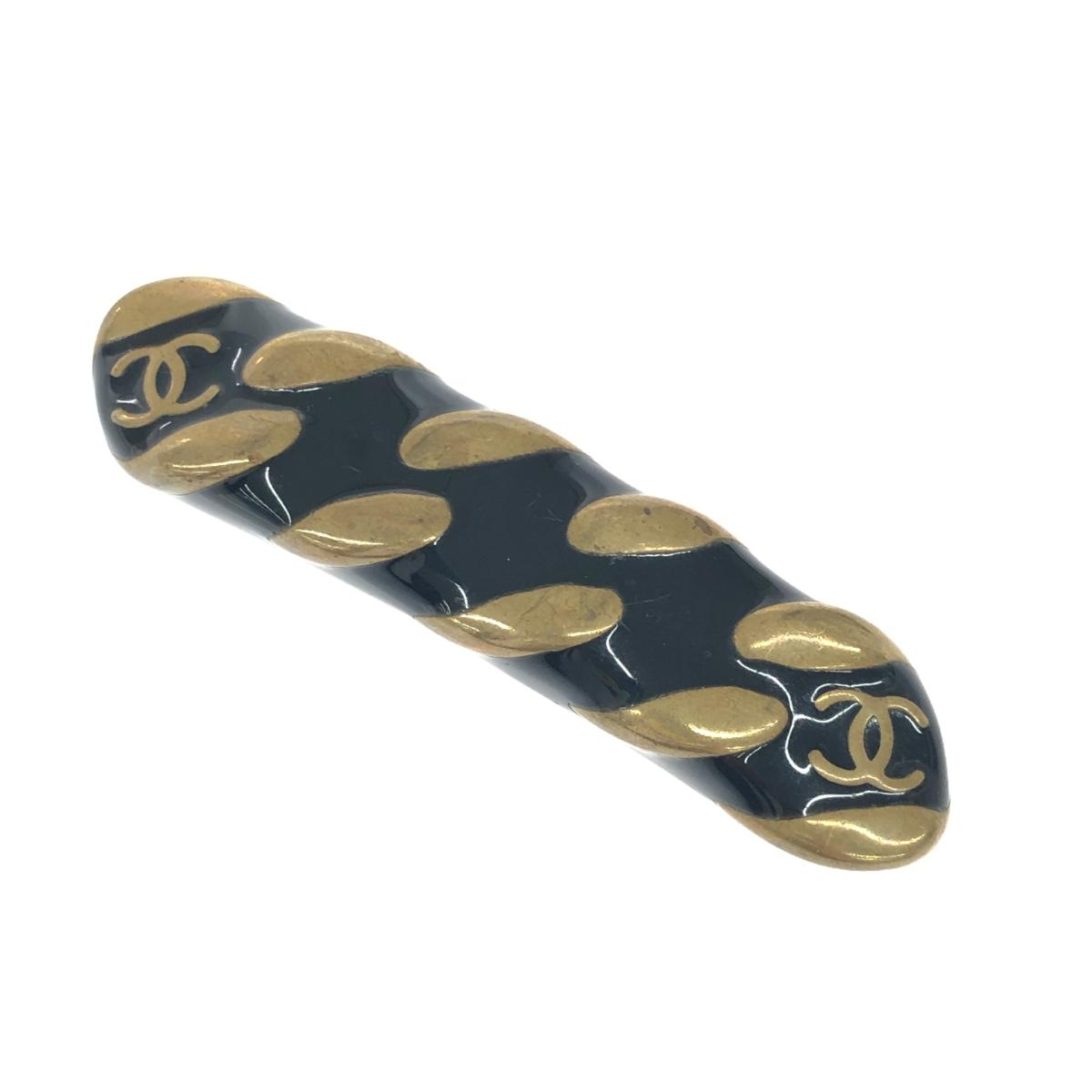 CHANEL シャネル バレッタ ココマーク コメ有/97A/ヴィンテージ品 ブラック/ゴールドカラー レディース【中古】