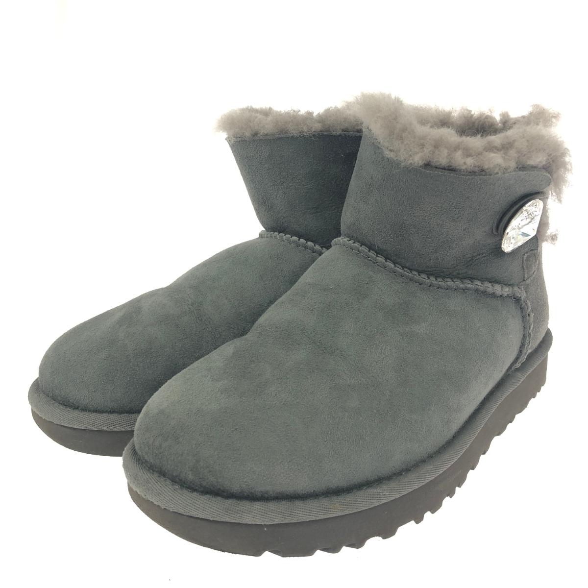 UGG アグ ムートンブーツ 表記サイズ:23 ベイリーボタン グレー レディース【中古】