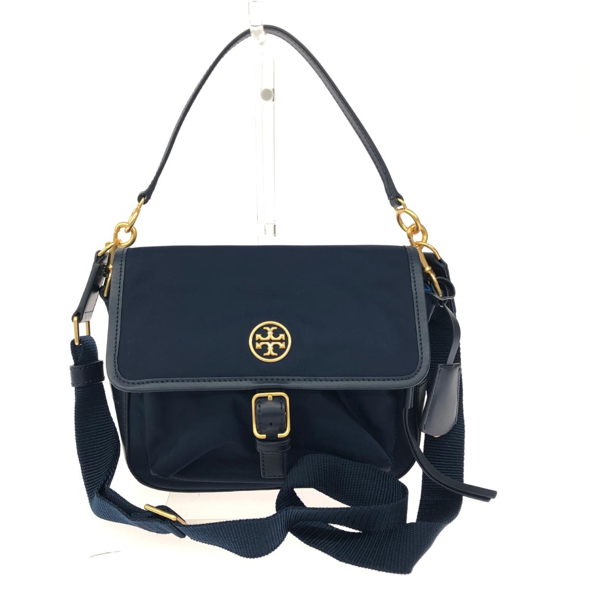 TORYBURCH トリーバーチ ショルダーバッグ 良好 アイコン金具/ナイロン×レザー ネイビー 【中古】