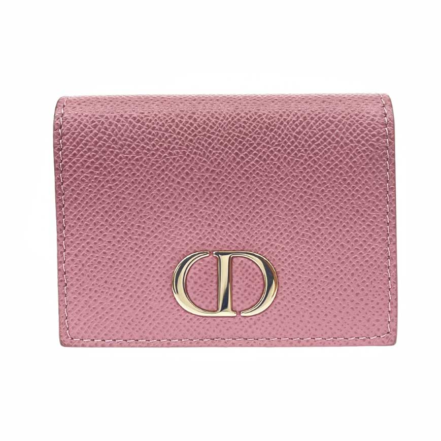 Christian Dior クリスチャンディオール コンパクトウォレット/30 モンテーニュ CDロゴ/レザー ピンク レディース【中古】