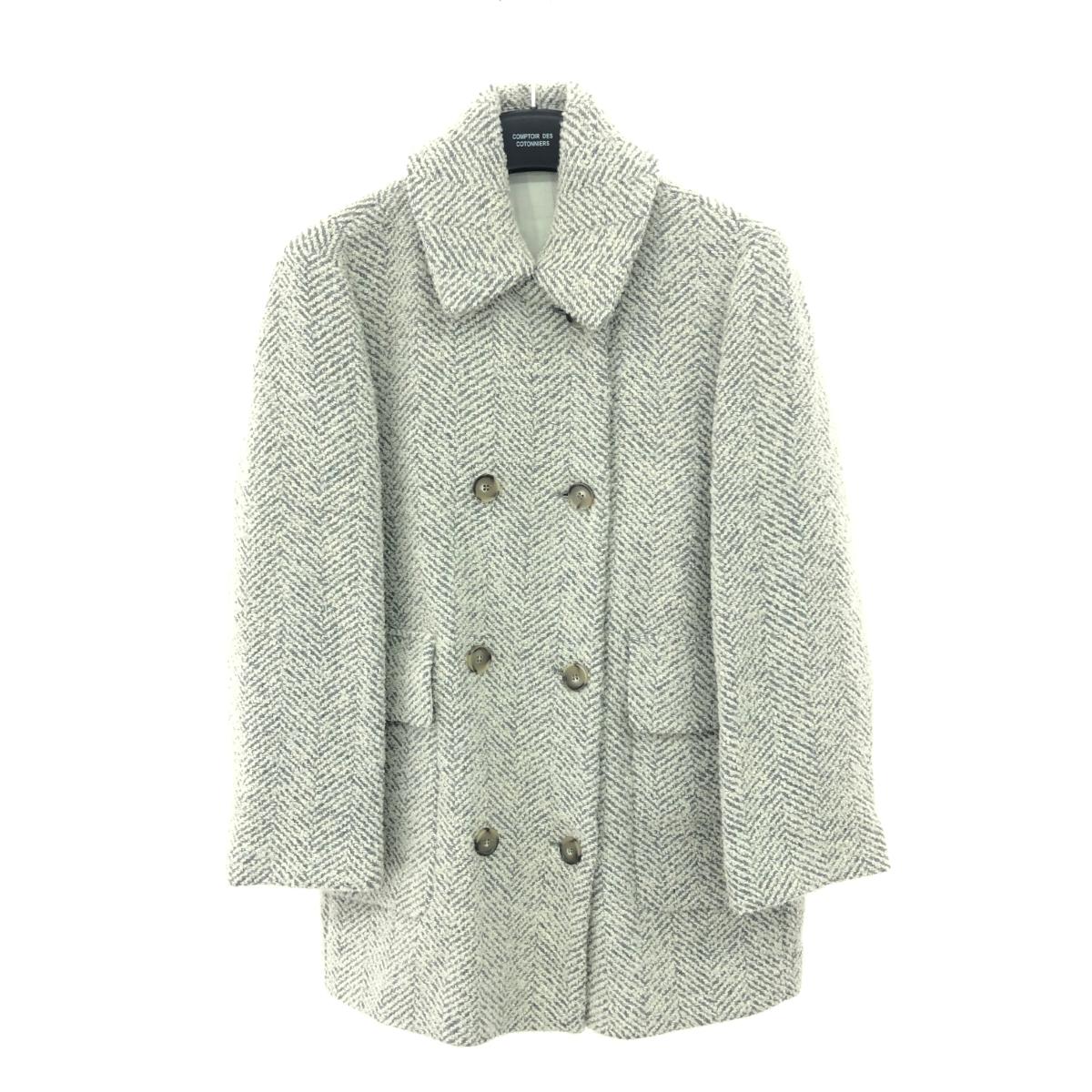 COMPTOIR DES COTONNIERS コントワーデコトニエ ウールツィードミドルコート 良好 9号 ユニクロコラボ/定価￥49900 グレー レディース【中古】