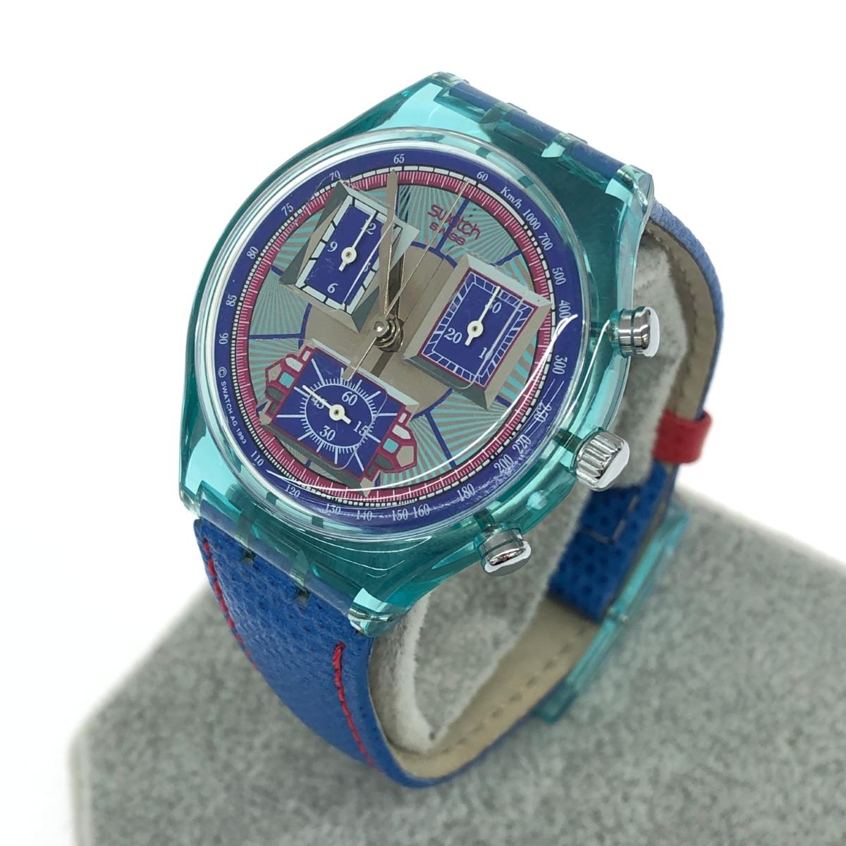 swatch スウォッチ クォーツ時計 フランス製/クロノグラフ SCH112 ブルー ユニセックス【中古】