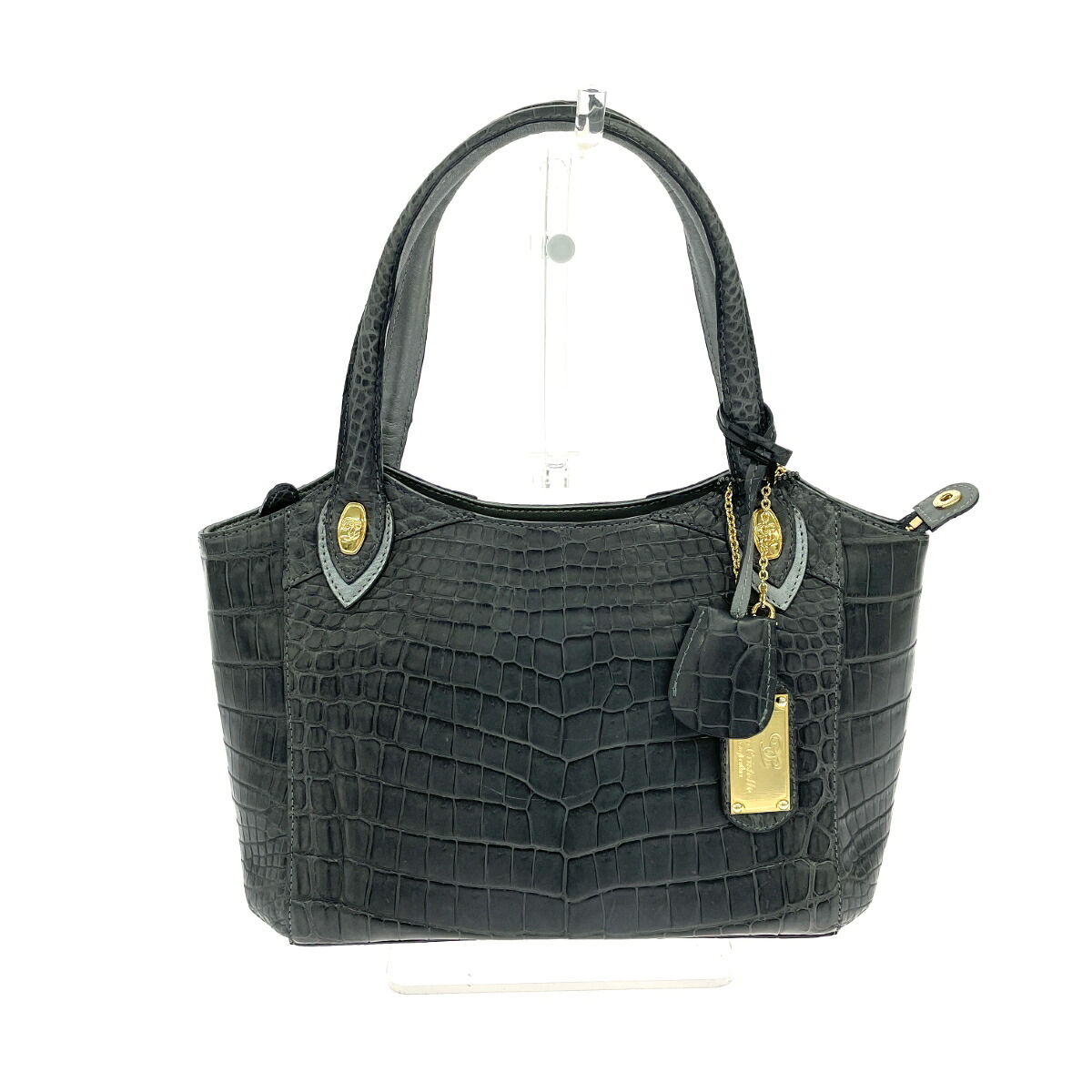 ◆ Fashion THE SALE客体商いもの◆ sanpo サンポー ハンドバック   クロコダイル JRA下げ札    薄墨色 レディース【中古】