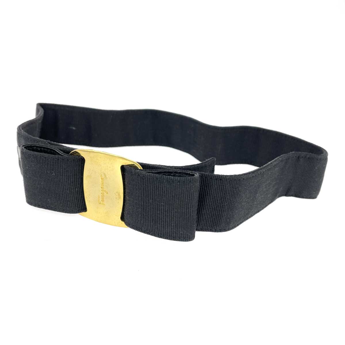 Salvatore Ferragamo サルヴァトーレフェラガモ ヴァラリボンベルト 表記サイズ:M ブラック レディース【中古】