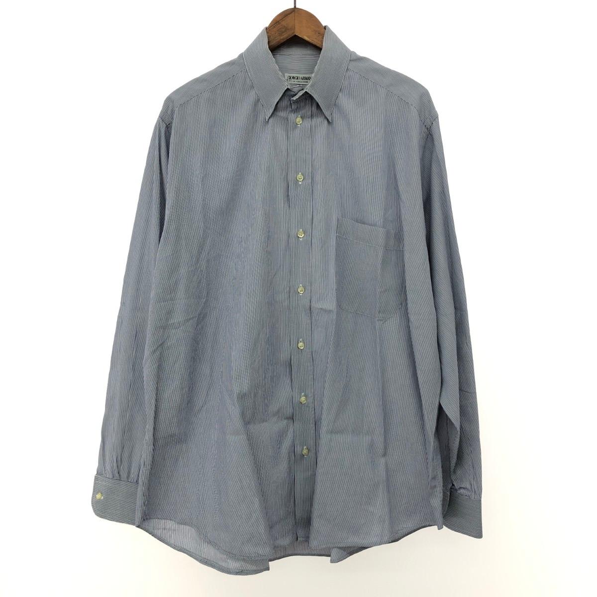 GIORGIO ARMANI ジョルジオアルマーニ 長袖BDシャツ サイズ:42 ストライプ ブルー メンズ【中古】