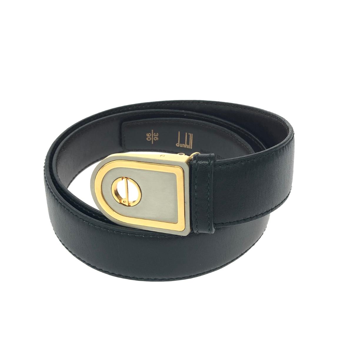 dunhill ダンヒル ベルト ロゴバックル ヴィンテージ品 ブラック/ゴールドカラー/シルバーカラー メンズ【中古】