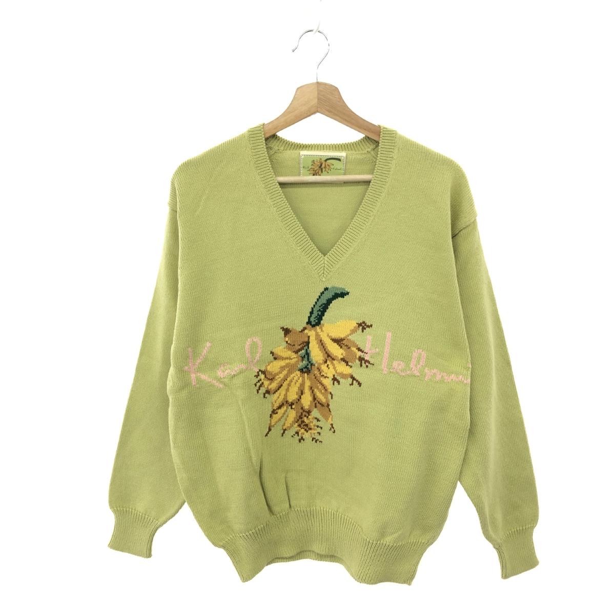 KARL HELMUT カールヘルム 長袖Vネックニット 花柄/コットン 綿100％ グリーン メンズ【中古】 8,833円