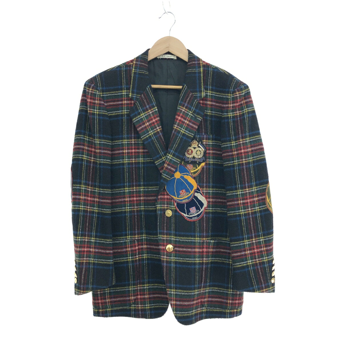 KARL HELMUT カールヘルム ツイードタータンチェックジャケット 好ましい 大きさ:S 紋章    黒いこと メンズ【中古】