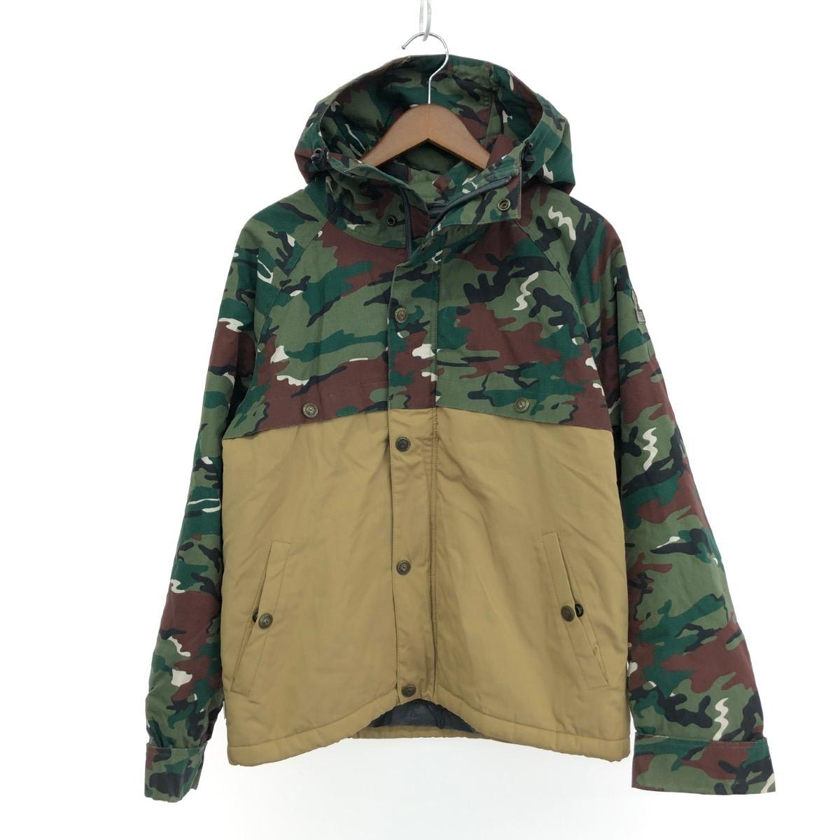 FRANKLIN&MARSHALL フランクリン&マーシャル 中綿フーディジャケット サイズ:Ｓ 迷彩/フード/ドローコード カーキ メンズ【中古】