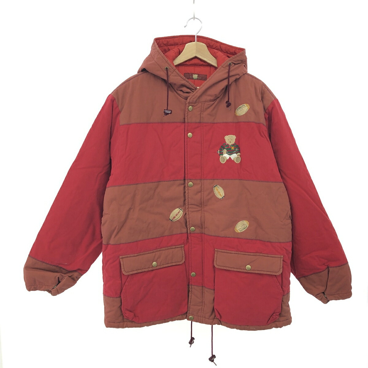 KARL HELMUT カールヘルム フーデットジャケット サイズ:表記なし くま エルボーパッチ レッド メンズ【中古】
