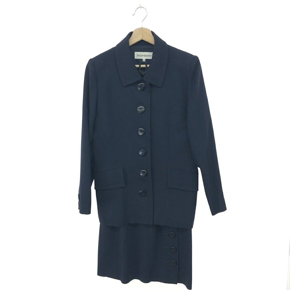 YVES SAINT LAURENT イヴ・サンローラン セットアップ ジャケット×スカート 良好 サイズ:36 ヴィンテージ ネイビー レディース【中古】