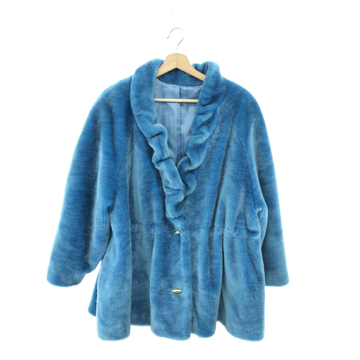 jolene ジョリーン フェイクファージャケット 良好 サイズ表記なし 金ボタン/パイルアクリル ブルー レディース【中古】｜リサイクル ティファナ