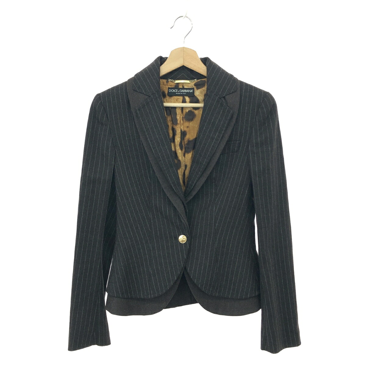 DOLCE&GABBANA ドルチェ&ガッバーナ レイヤードジャケット 良好 サイズ42 裏地レオパード/ストライプ/金ボタン/1B ブラウン レディース【中古】