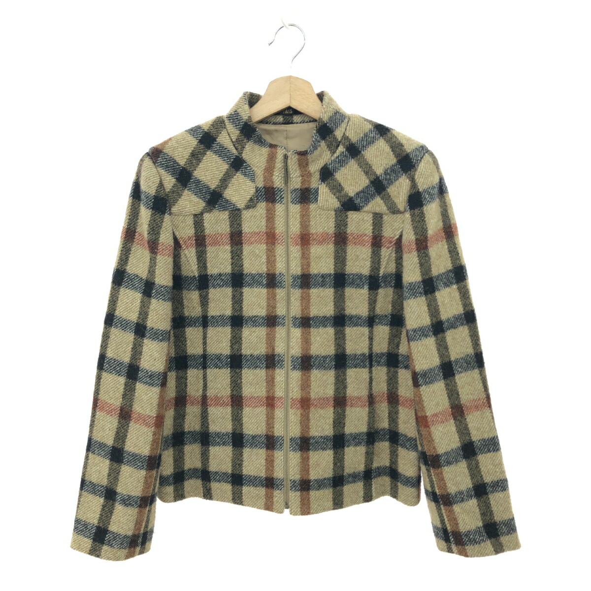 DAKS LONDON ダックスロンドン ジップアップジャケット　　 良好 チェック/ハリスツイード/ライダース ベージュ レディース【中古】 8,954円
