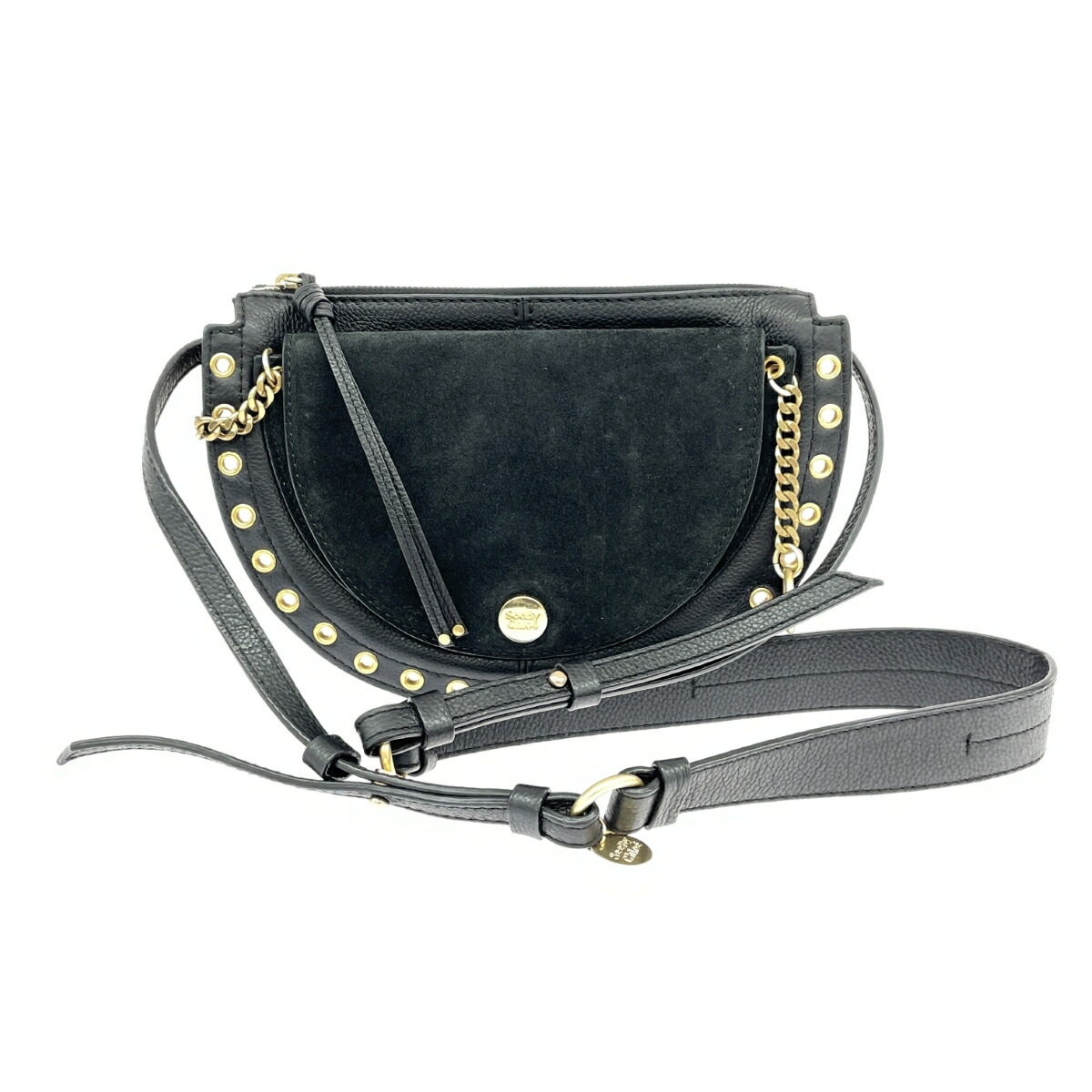 SEE BY CHLOE シーバイクロエ ショルダーバッグ/クリス/ハーフムーン レザー ブラック レディース【中古】
