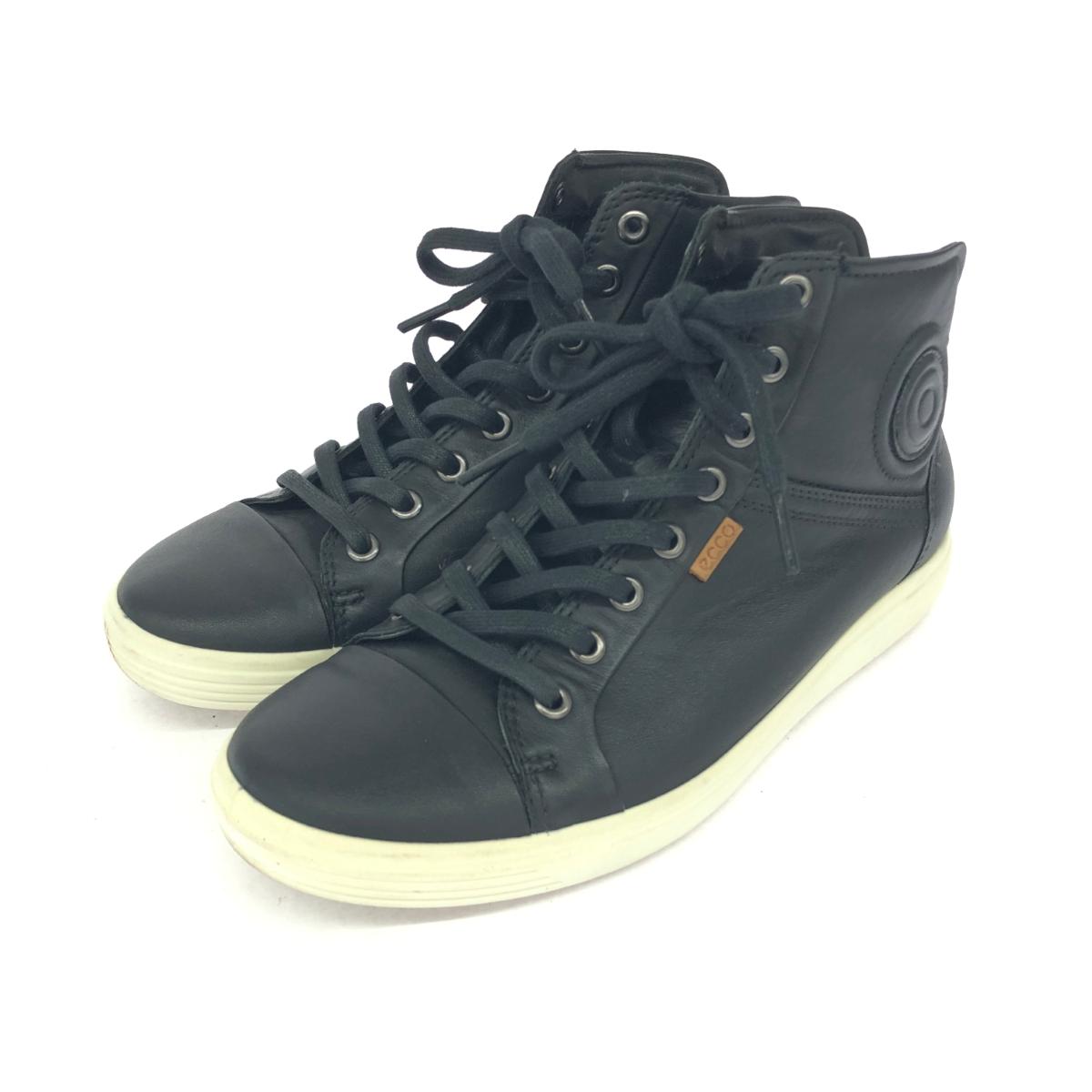 ecco エコー ハイカットスニーカー 良好 表記サイズ:38 レザー ブラック レディース【中古】