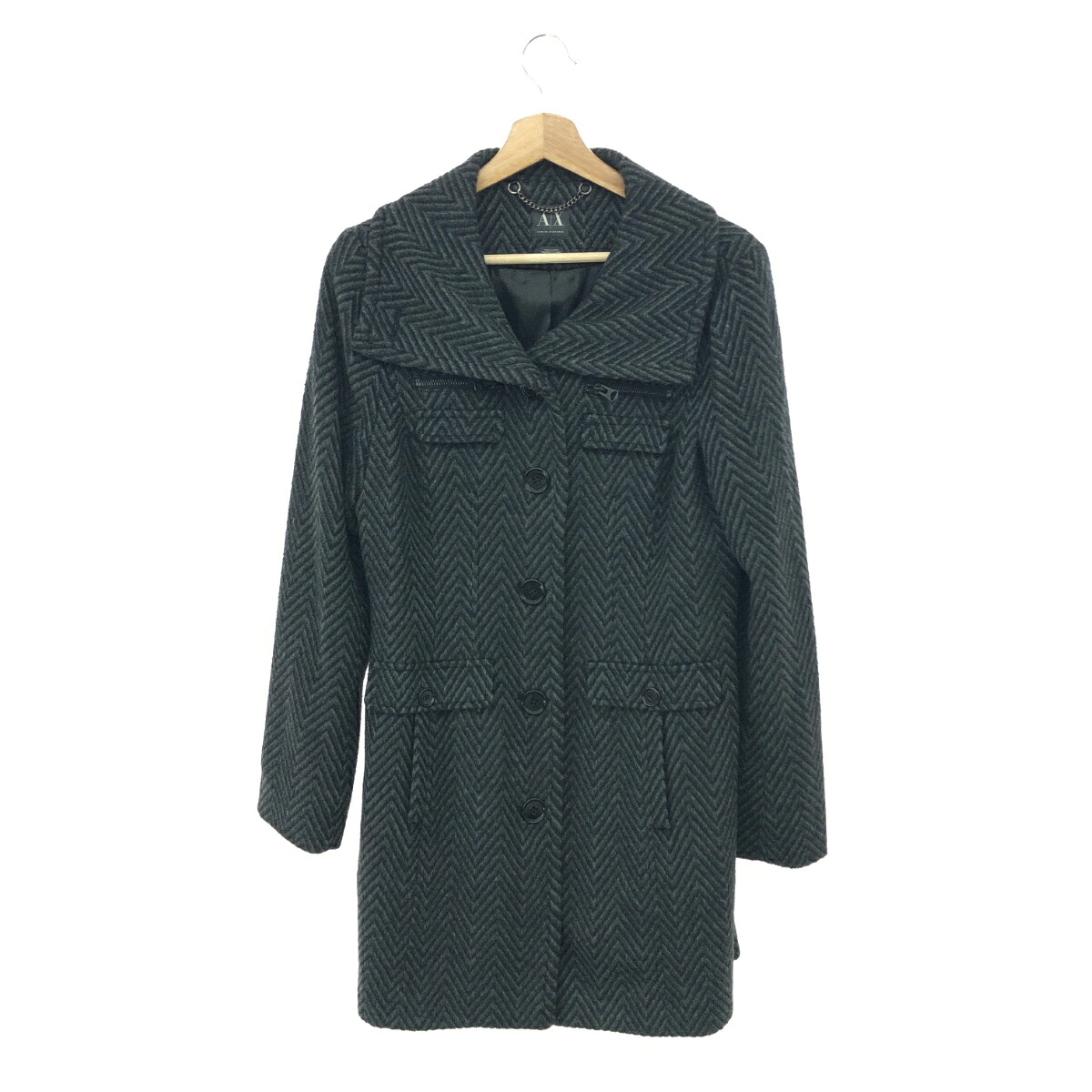 ARMANI EXCHANGE アルマーニエクスチェンジ スタンドカラーコート サイズ:L グレー レディース【中古】