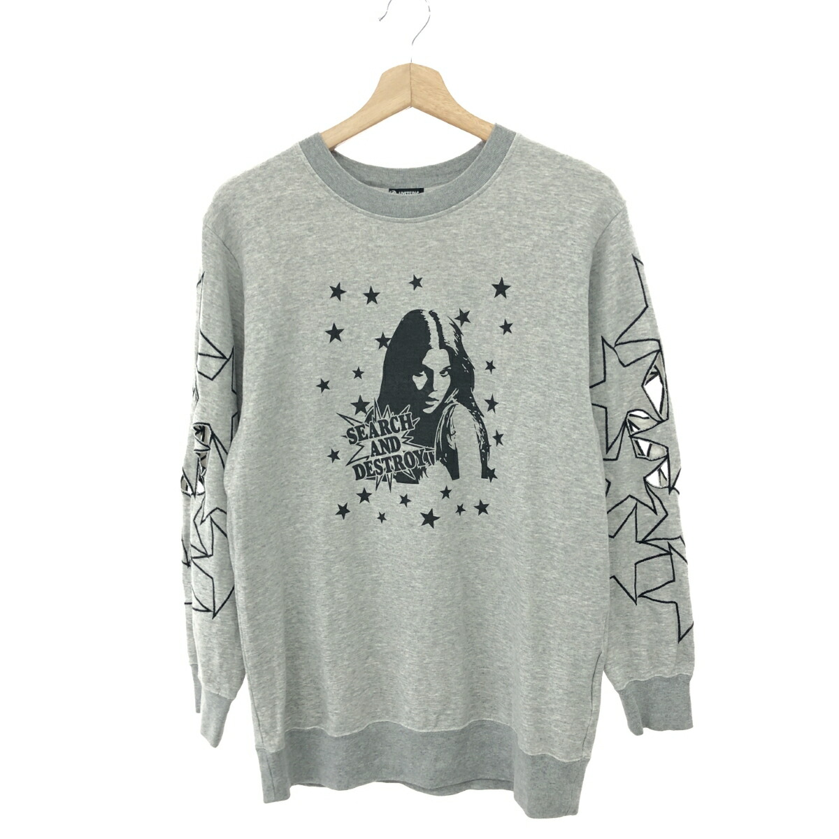 HYSTERIC GLAMOUR ヒステリックグラマー 切り抜きスウエット サイズ:F ヒスガール/スター/星/ユニセックス/長袖 グレー レディース【中古】