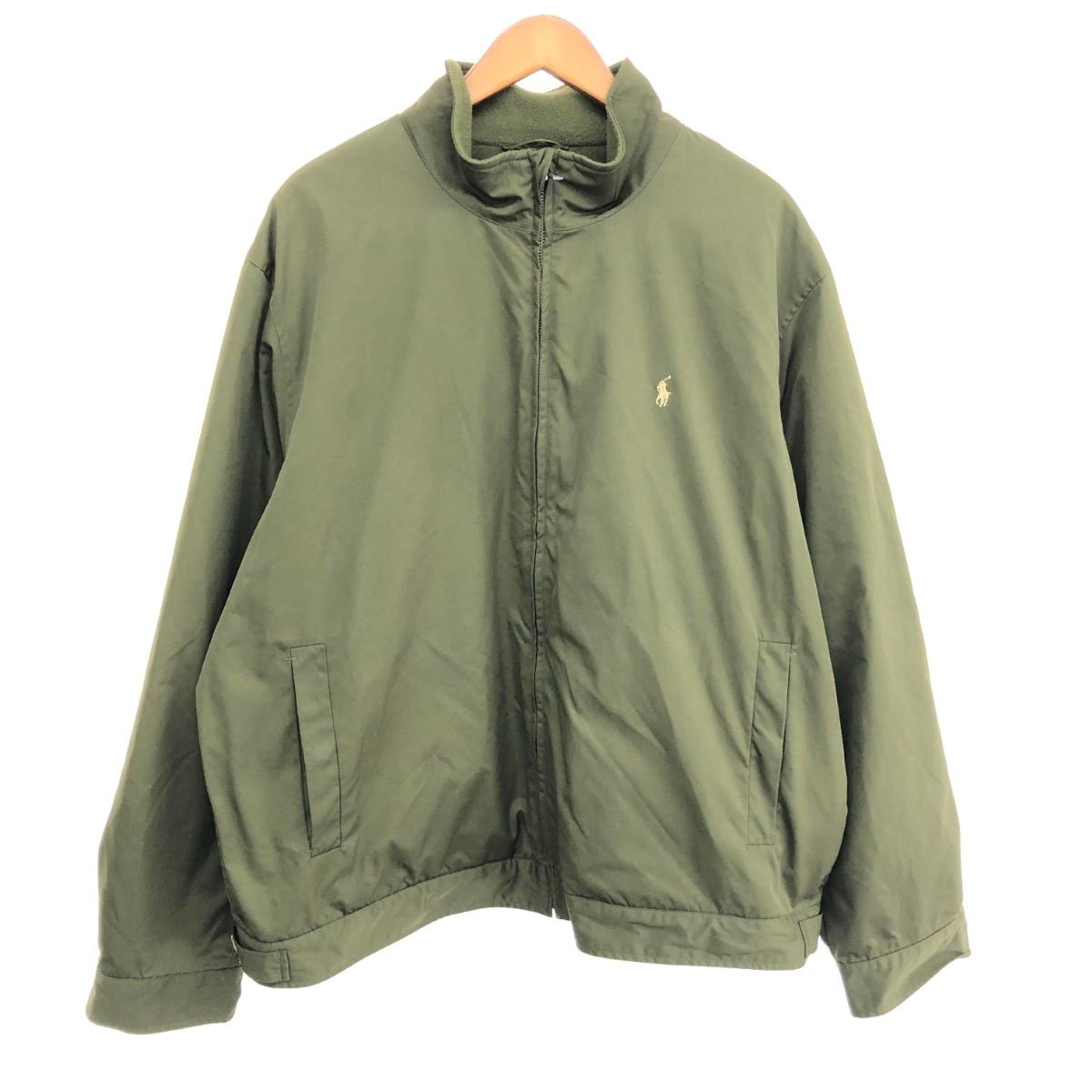 POLO RALPH LAUREN ポロラルフローレン スウィングトップジャケット 好ましい 大きさ:XL 90ｓ/子馬刺しゅう/裏地フリース    カーキ メンズ【中古】