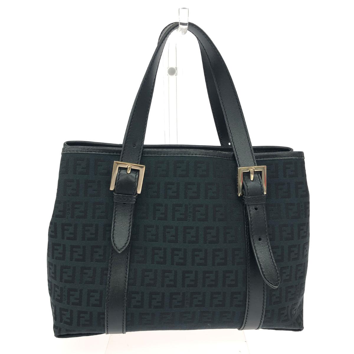 FENDI フェンディ ハンドバッグ ズッキーノ/キャンバス×レザー 8BH237-YNV ブラック 【中古】