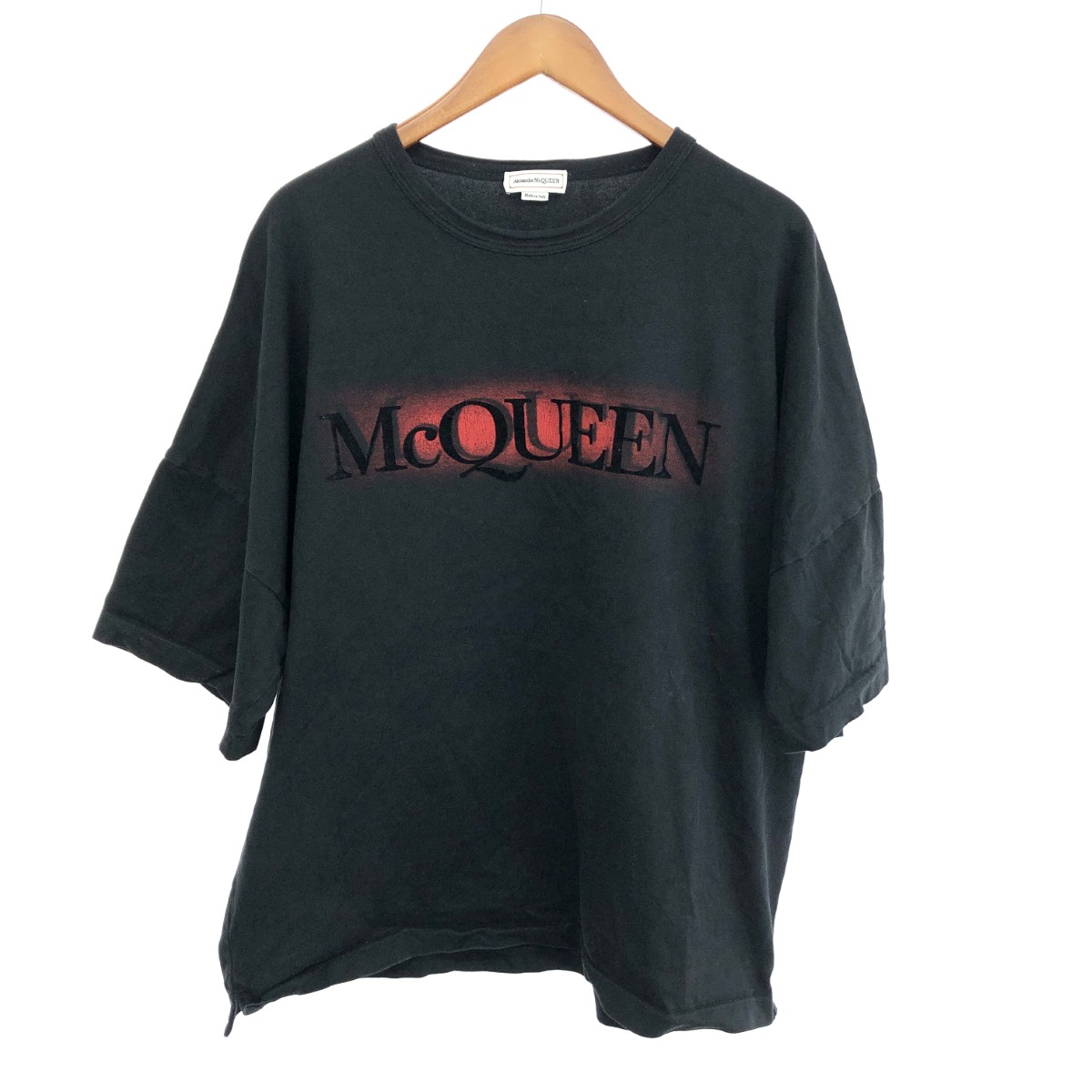 ALEXANDER MCQUEEN アレキサンダーマックイーン ロゴ半袖カットソー サイズ:L ブラック メンズ【中古】