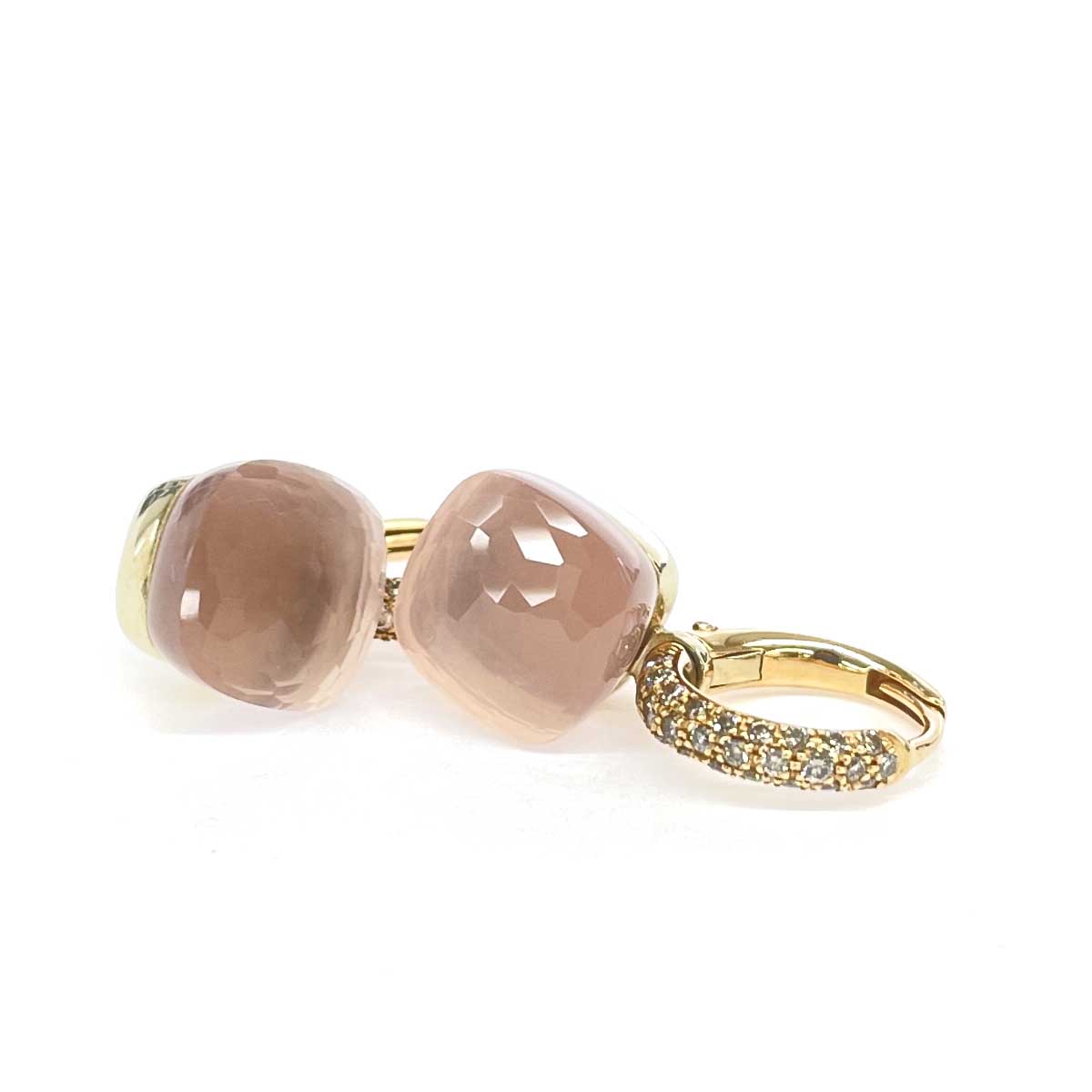 Pomellato ポメラート ヌードピアス/Nudo 良好 K18YG/ローズクオーツ/ダイヤ/総重量8.8g ピンクベージュ×ゴールドカラー レディース【中古】