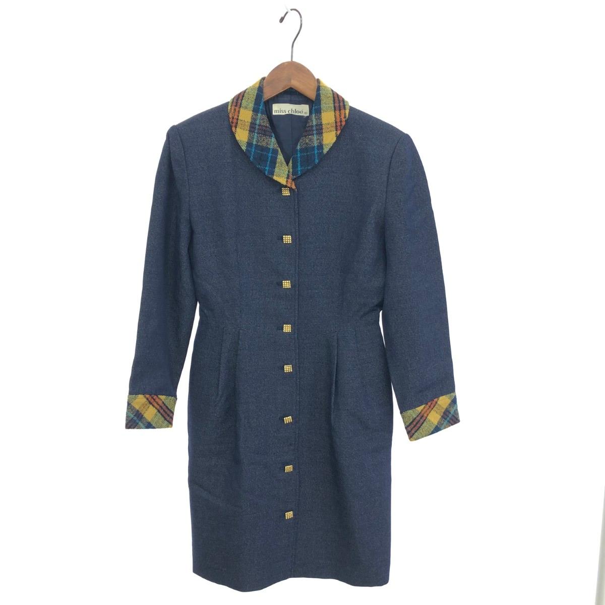 Miss chloe ミスクロエ コート 良好 サイズ:40 ヴィンテージ/ウール/チェック ネイビー レディース【中古】