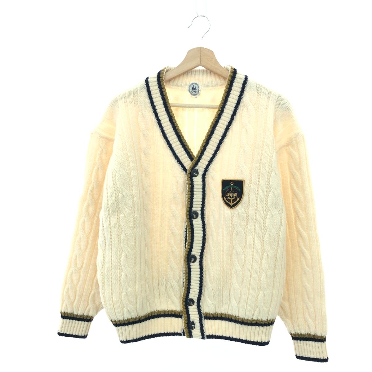 OYC OCEAN YOUTH CLUB オーシャンユースクラブ ケーブルニットカーディガン 良好 サイズ:L ヴィンテージ品 アイボリー ホワイト メンズ【中古】
