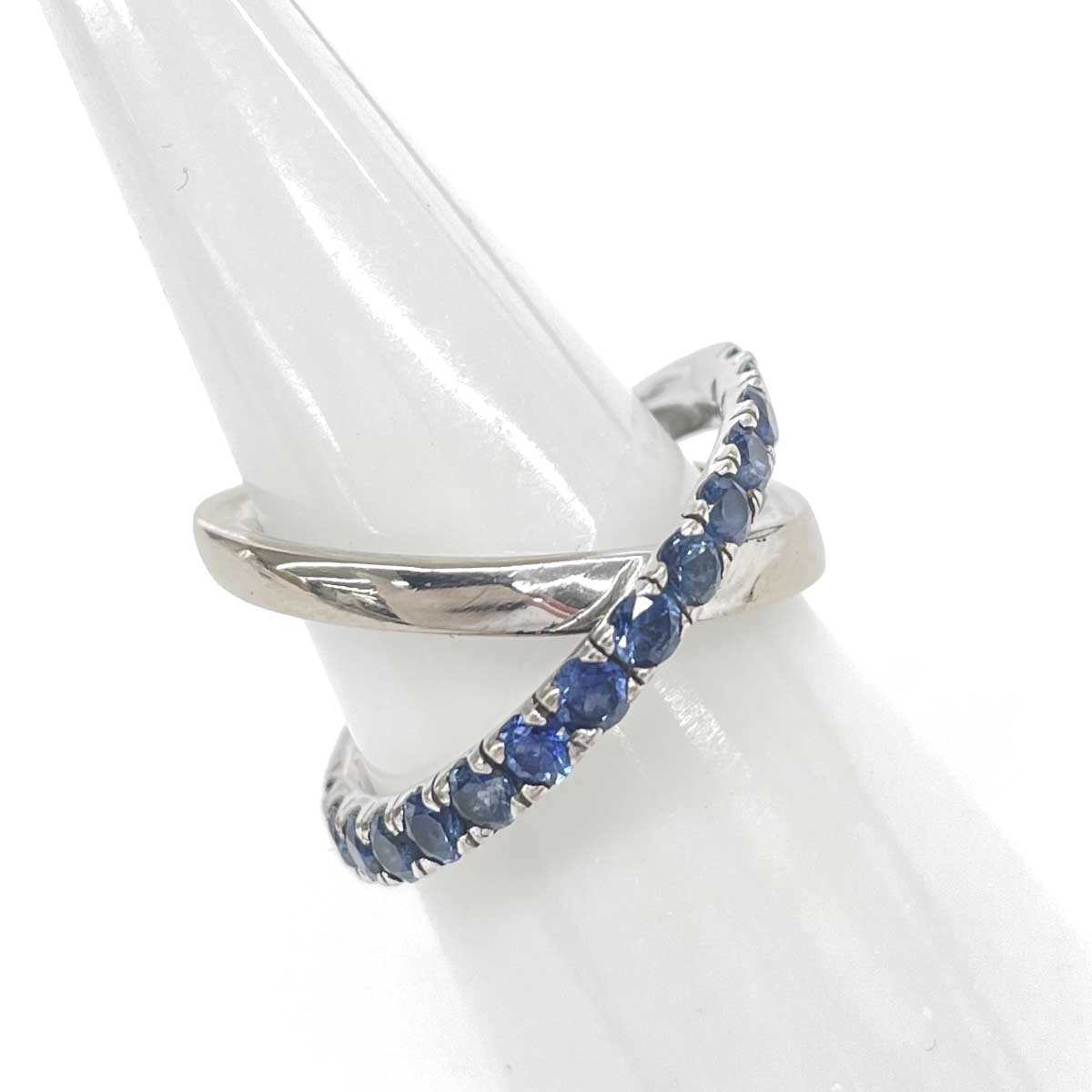 MIKIMOTO ミキモト K18クロスオーバー輪っか   サファイア1.20コンピュータ断層撮影法/K18WG/総掛け目7.8g    しろがね色色つや レディース【中古】