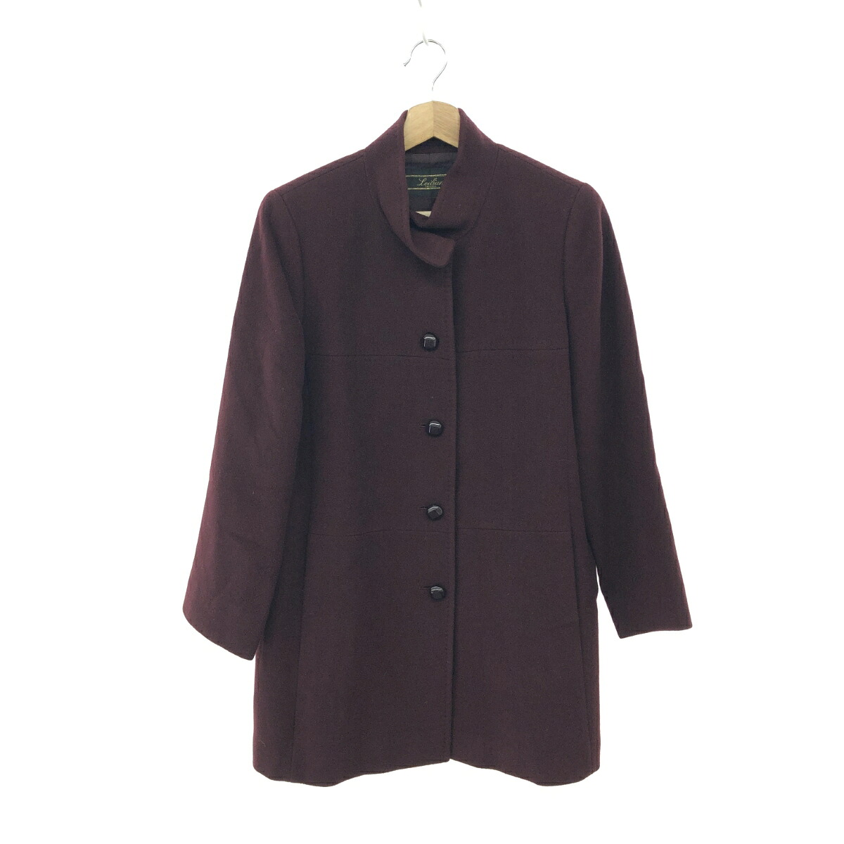 LEILIAN レリアン スタンドカラーショートコート サイズ:11 カシミヤ100％/ビジューボタン ボルドー レディース【中古】