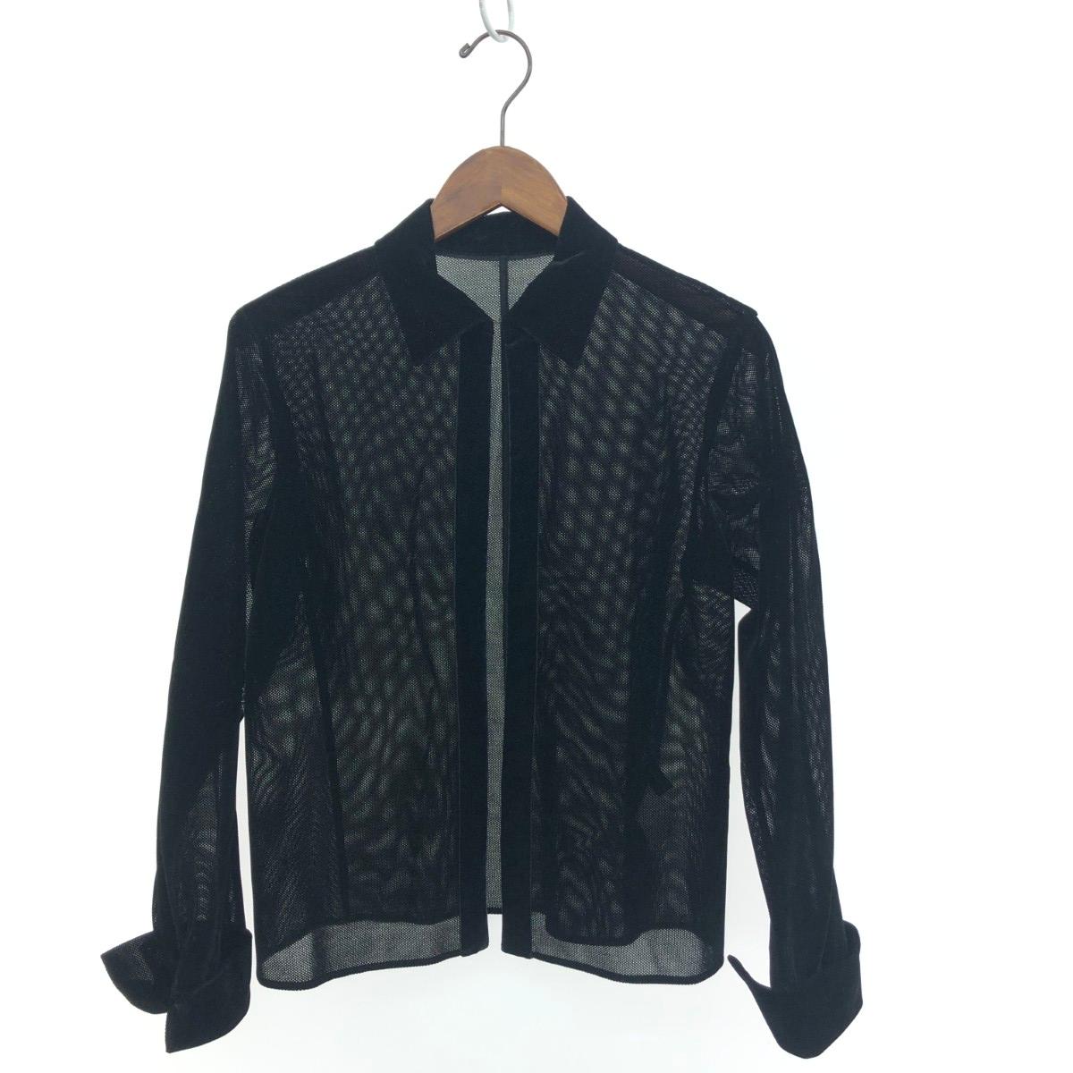Yohji Yamamoto +NOIR ヨウジヤマモト プリュス ノアール 天鵞絨うつり変わりし長袖ティーシャツ  大いさ:3 人絹100％    黒いこと レディース【中古】 レディースファッション-コート・ジャケット