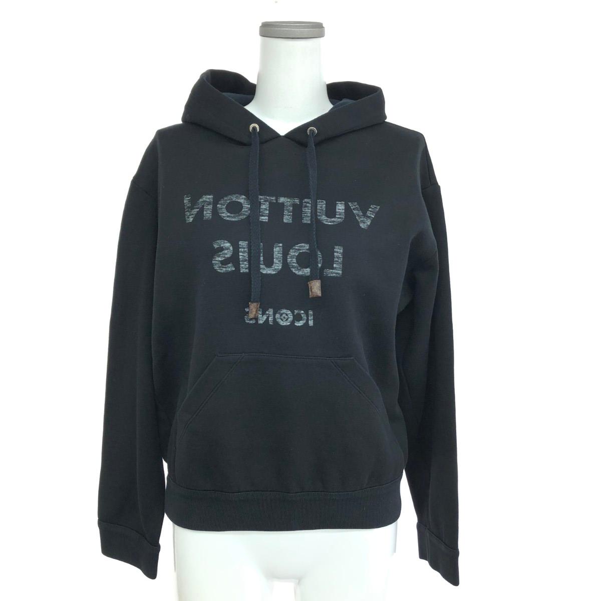 ★百貨店大売り出し客体商いもの★  LOUIS VUITTON ルイヴィトン ティーシャツパーカー 好ましい 大きさ:M ロゴタイプ刷り上げる/ RW201W TWP   黒いこと レディース【中古】