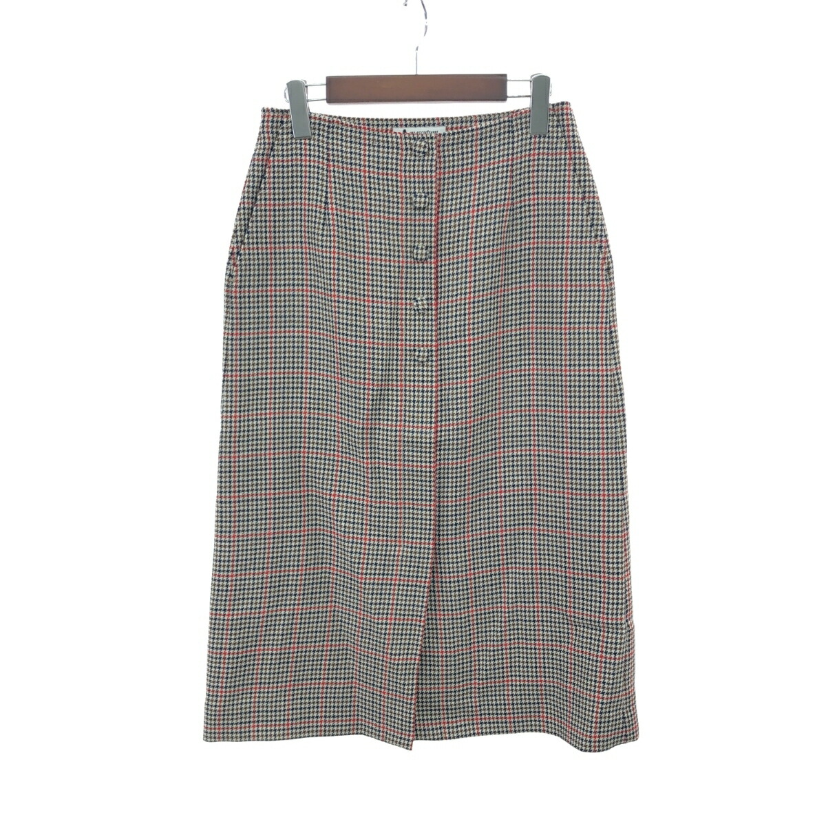 Aquascutum アクアスキュータム ボタンデザインスカート 好ましい 大きさ:M チドリ柄    マルチ色つや レディース【中古】