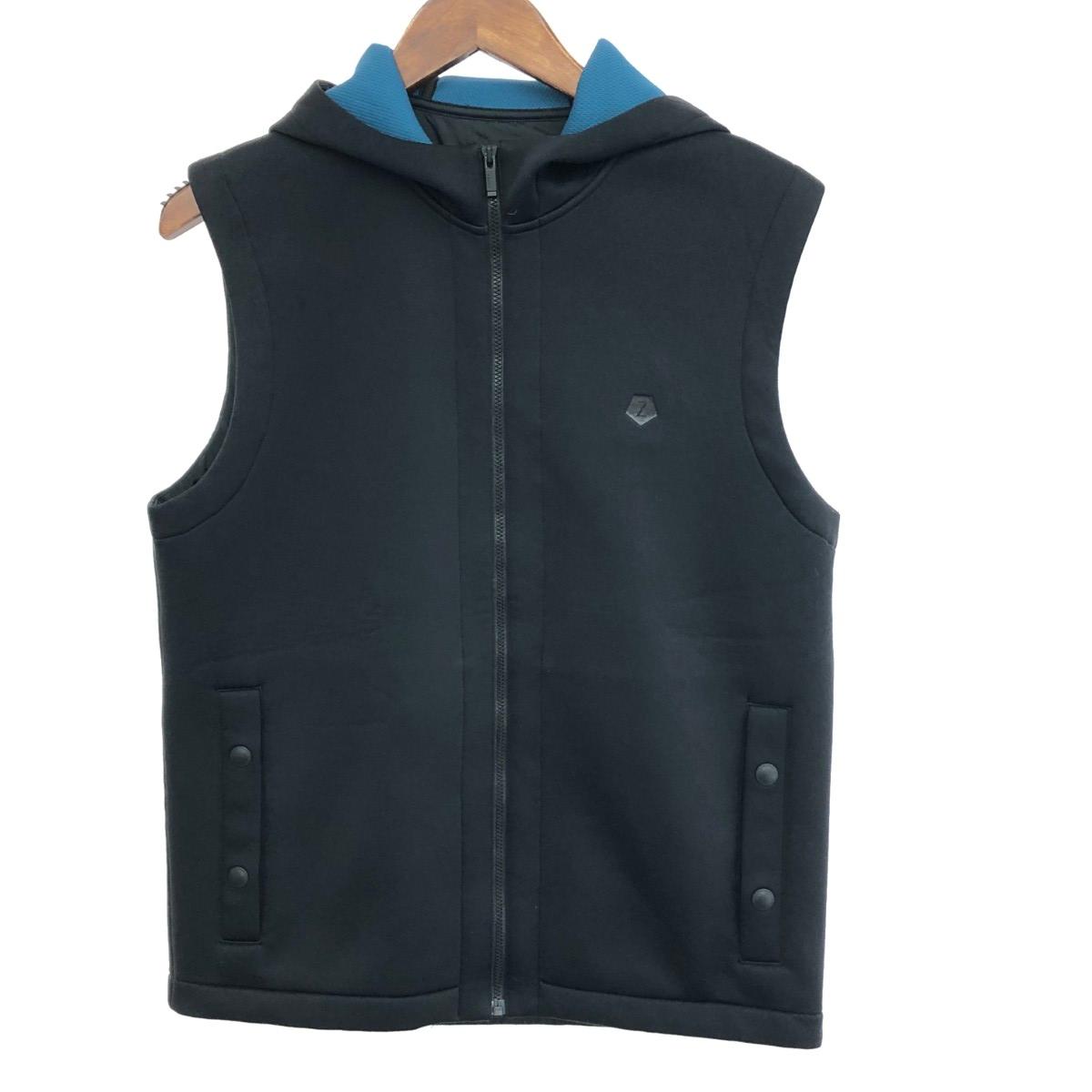 Z Zegna ジーゼニア ボンディングフーデットベスト 好ましい 大きさ:S     黒いこと/青み メンズ【中古】