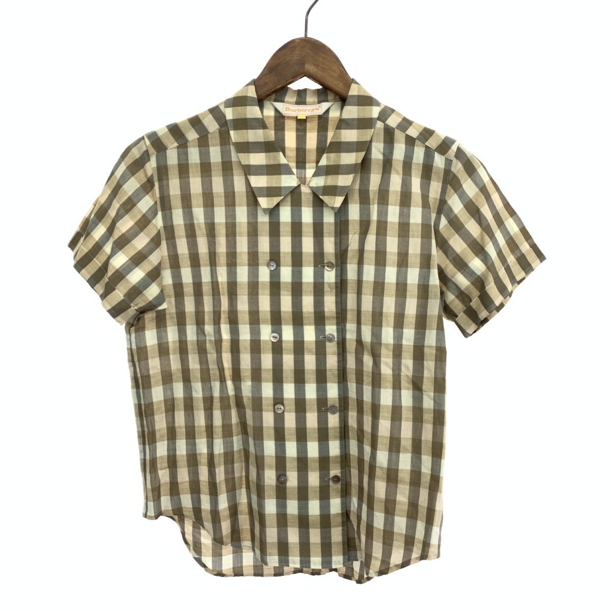 Burberry's バーバリーズ 半袖シャツ 良好 サイズ:7　 ダブル/チェック/コットンリネン ヴィンテージ ブラウン レディース【中古】