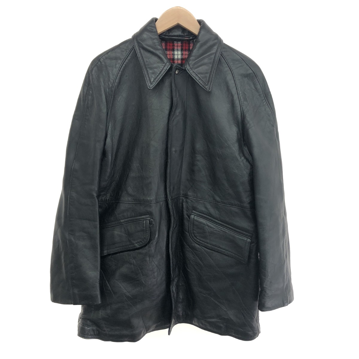 leather coat レザーコート レザーコート サイズ:表記無し- 裏地フランネル ブラック メンズ【中古】