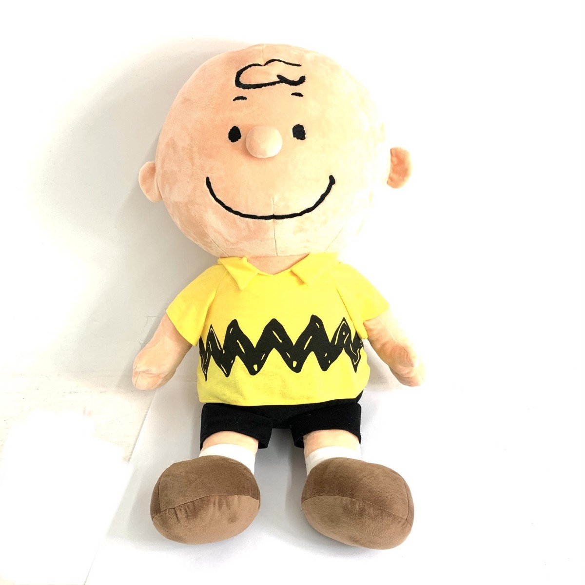 PEANUTS ピーナッツ ぬいぐるみ チャーリーブラウン/ビックサイズ/座高約60cm ブラック/イエロー 【中古】