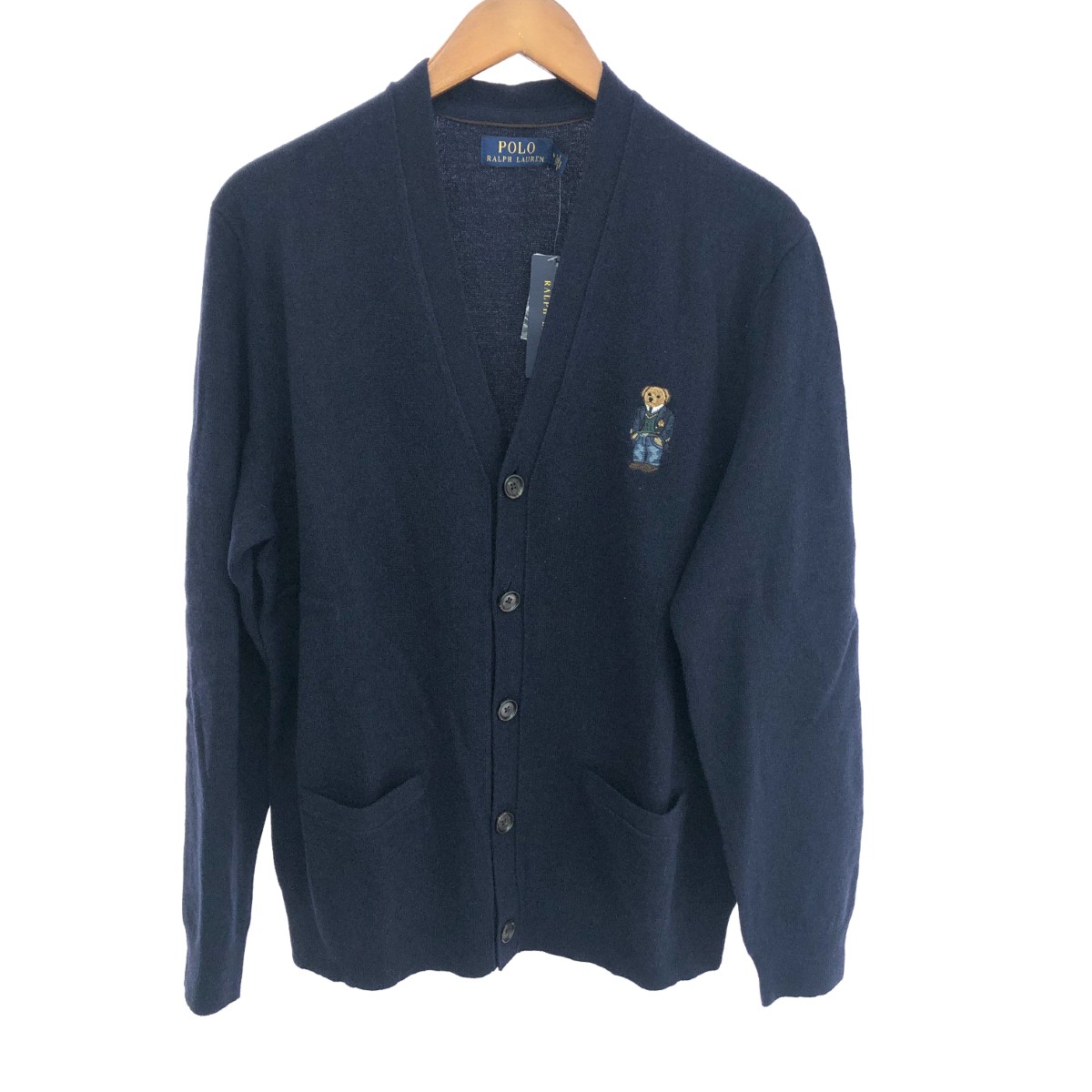 POLO RALPH LAUREN ポロラルフローレン 長袖ジレー/ポロベア 未当て嵌める品 大きさ:M V素っ首羊毛    米国海軍 メンズ【中古】
