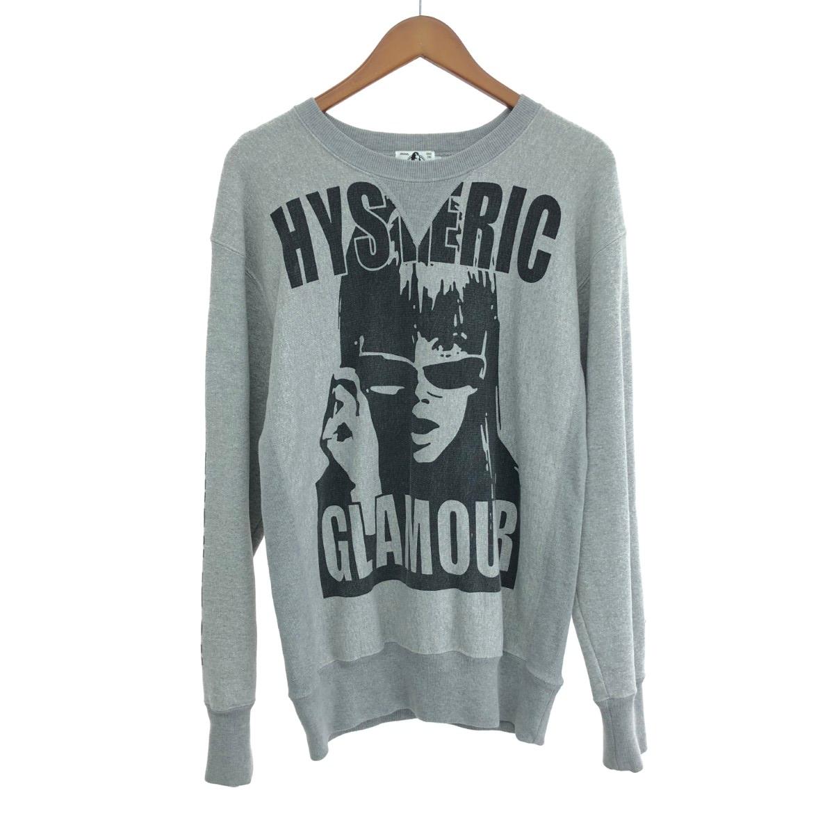 ★百貨店大売り出し客体商いもの★  HYSTERIC GLAMOUR ヒステリックグラマー HG TURN IT ON オーバーサイズスウェット  大きさ:S  02203CS04   薄墨色 メンズ【中古】
