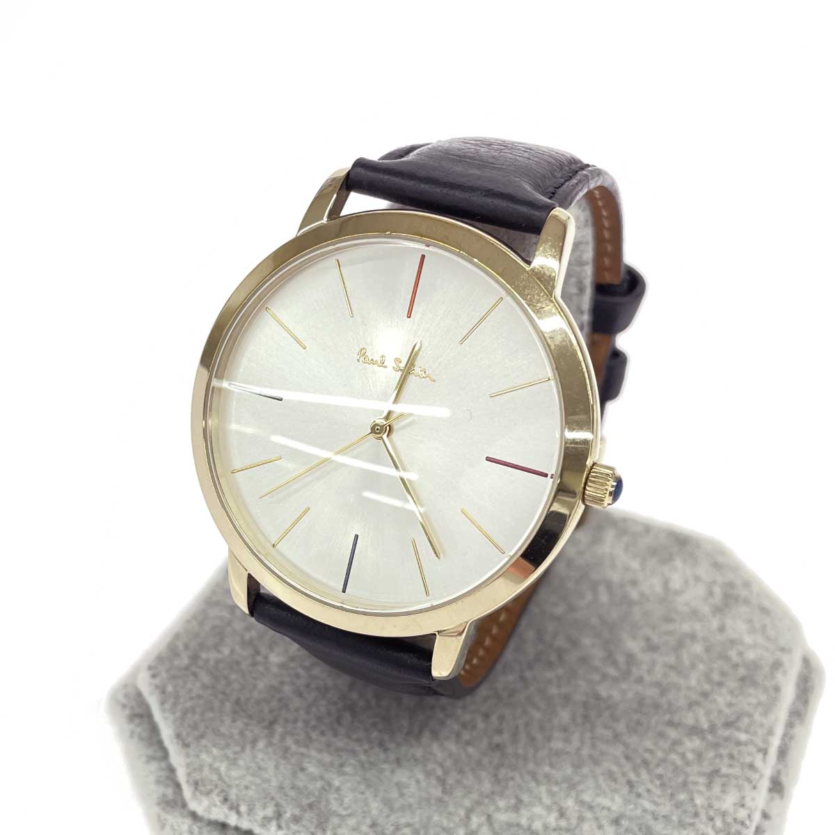 Paul Smith collection ポールスミス コレクション 腕時計 クォーツ SS×レザー/ ゴールドカラー×ブラック メンズ【中古】