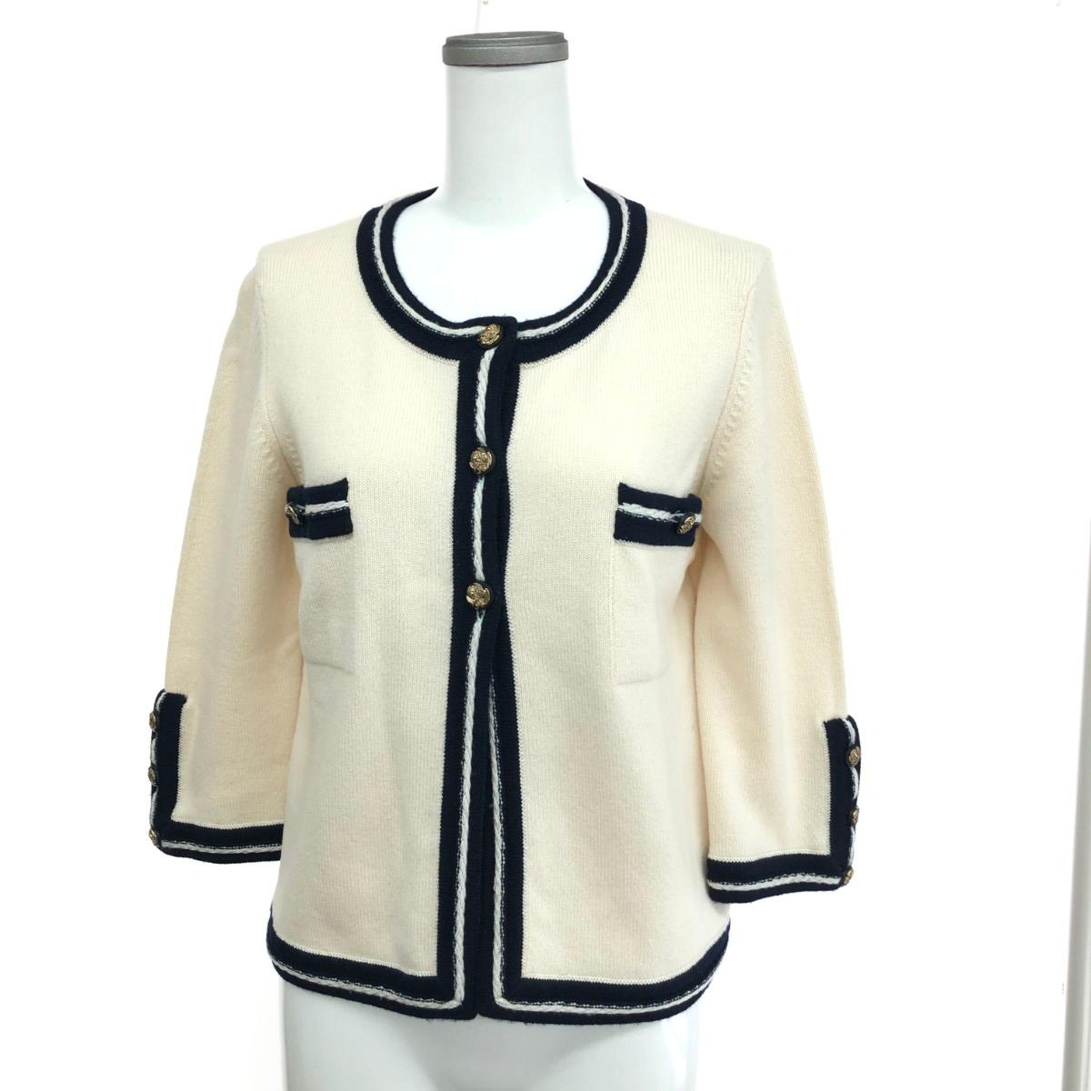 CHANEL シャネル カシミヤカーディガン サイズ:40 ココボタン/カシミヤ100％ P37399K02429 ホワイト レディース【中古】
