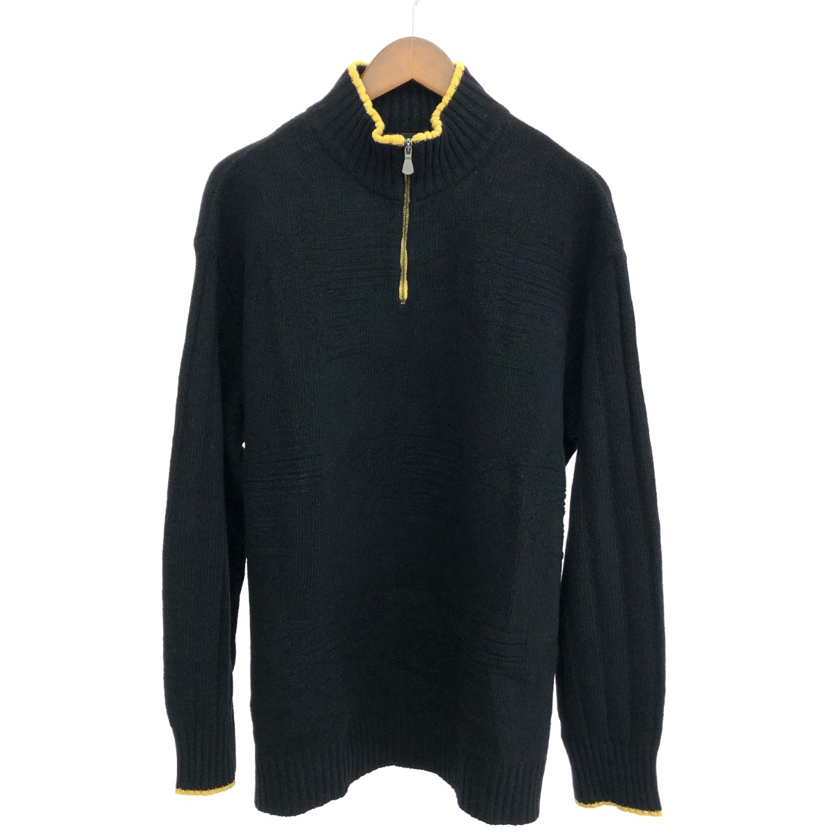 VERSACE CLASSIC ヴェルサーチクラシック ハーフジップニット サイズ:表記不明 立体デザイン ブラック メンズ【中古】