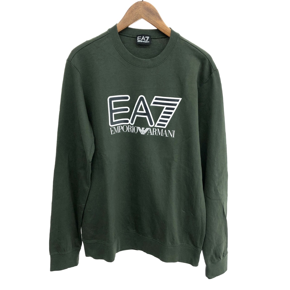 EMPORIO ARMANI エンポリオアルマーニ 長袖カットソー 良好 サイズ:L ロゴプリント グリーン メンズ【中古】