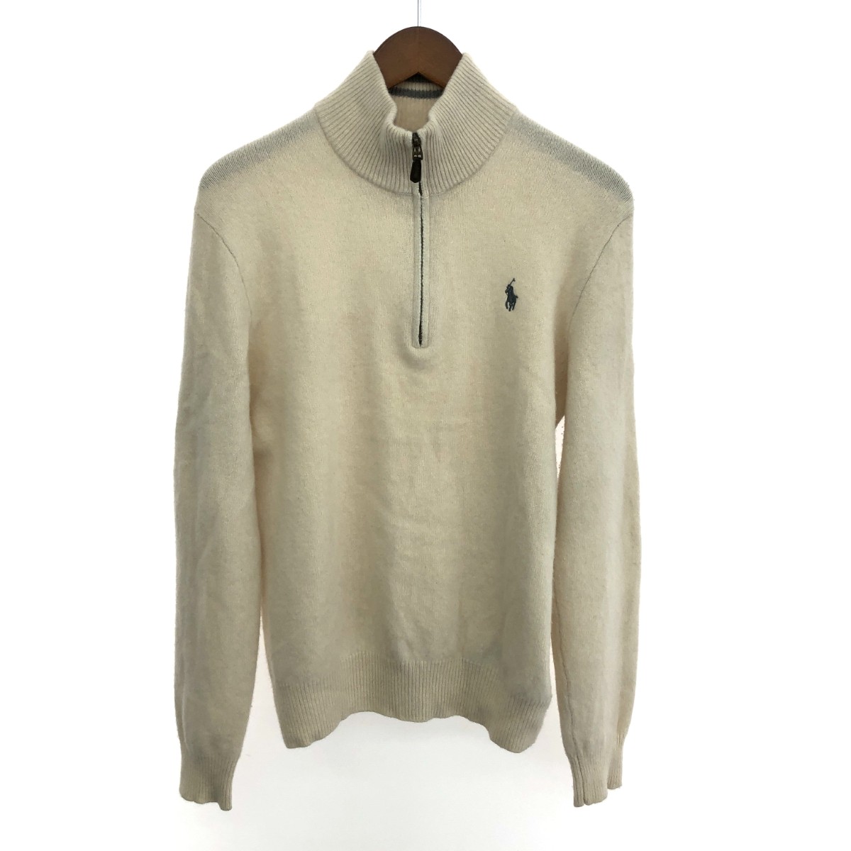 POLO RALPH LAUREN ポロラルフローレン ハーフジップニット サイズ:M ウールカシミヤ ホワイト メンズ【中古】