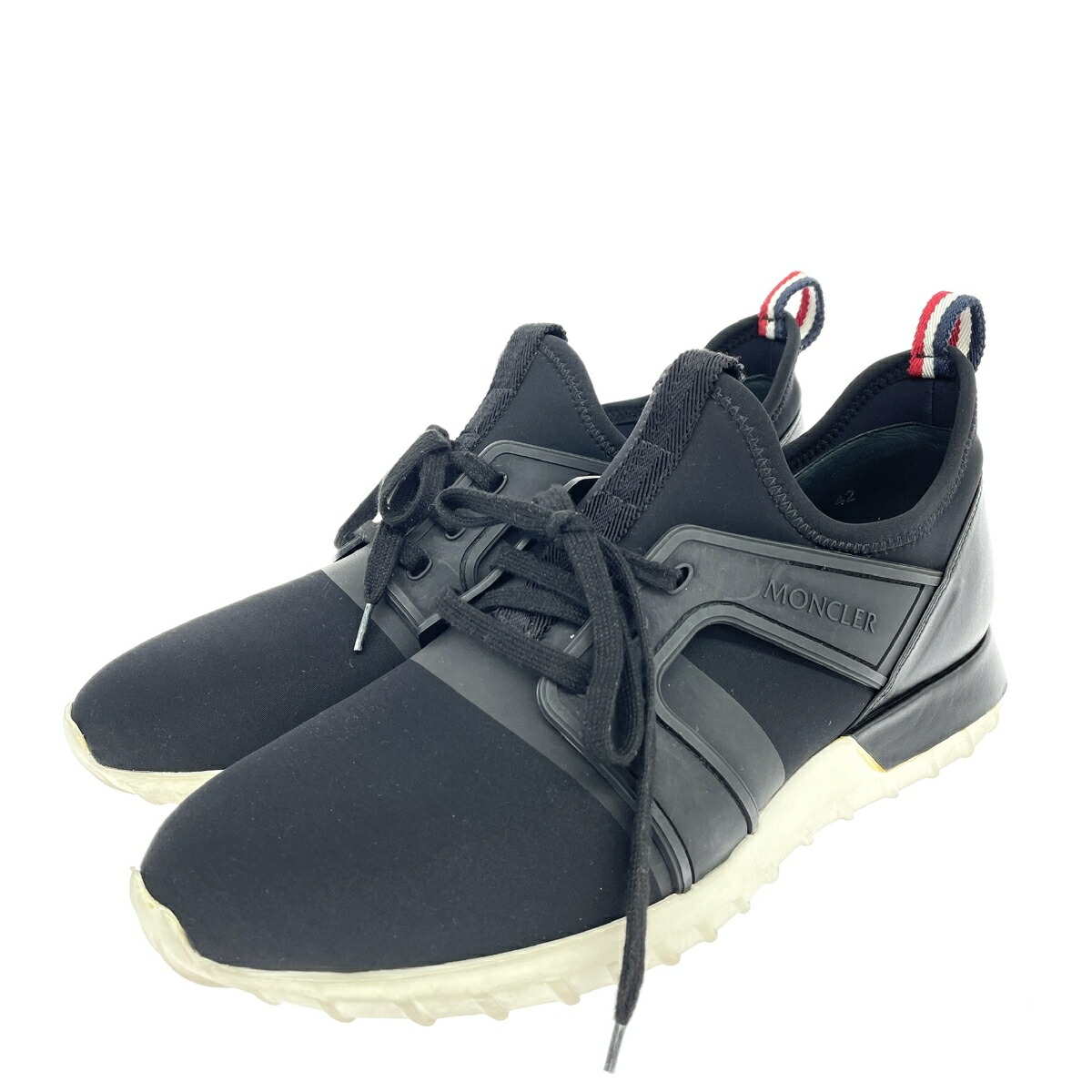 MONCLER モンクレール エミリアン/スニーカー 表記サイズ:42 キャンバス×レザー ブラック メンズ【中古】