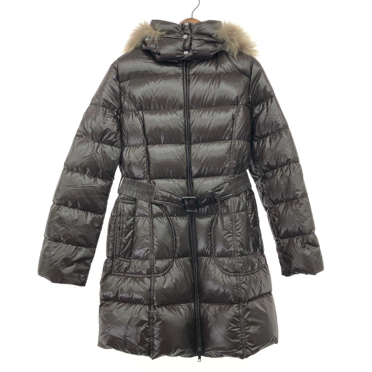 BURBERRY LONDON バーバリーロンドン ベルテッドダウンコート 良好 サイズ:46 ノバチェック ブラウン レディース【中古】