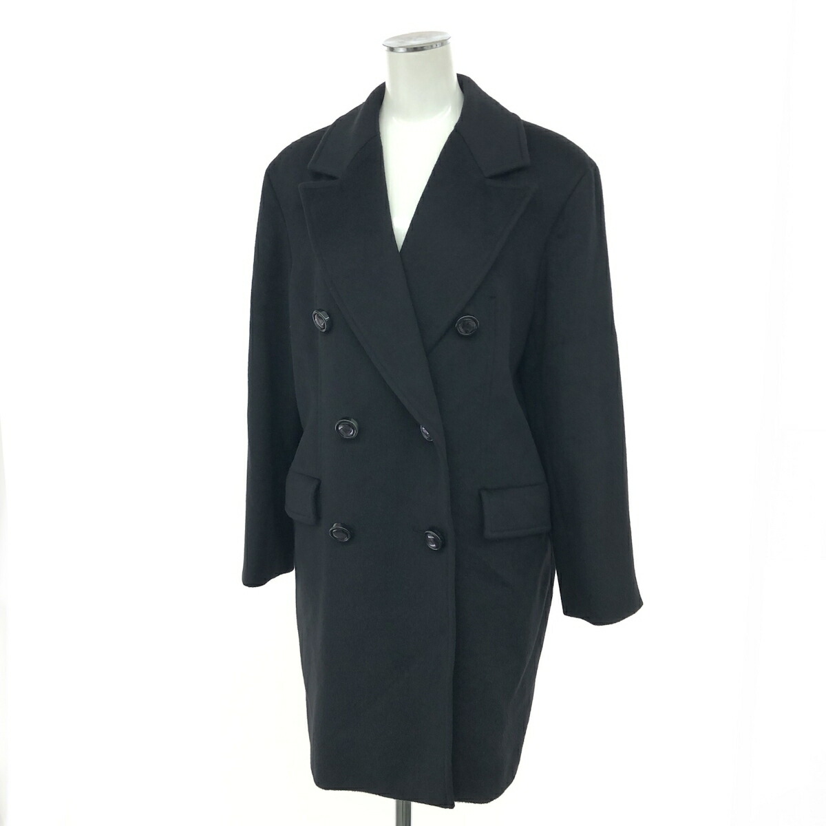 Christian Dior ディオール ロング厚地の外套 好ましい 大きさ:9号 ダブル/アンゴラ100％ VINTAGE   黒いこと レディース【中古】