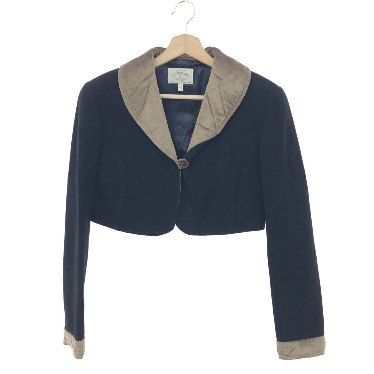 ARMANI JEANS アルマーニジーンズ ショートジャケット サイズ:I42 ヴィンテージ ウール混 ネイビー レディース【中古】